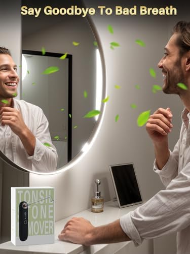 Voraiya Tonsil Stone Removal Vacuum Kit with 5 Mode Suction, 10 in 1 Electronic, Oral Irrigator, Tongue Scraper, Oral lamp & 5X Magnifying Mirror Included for Fresh Breath, Black