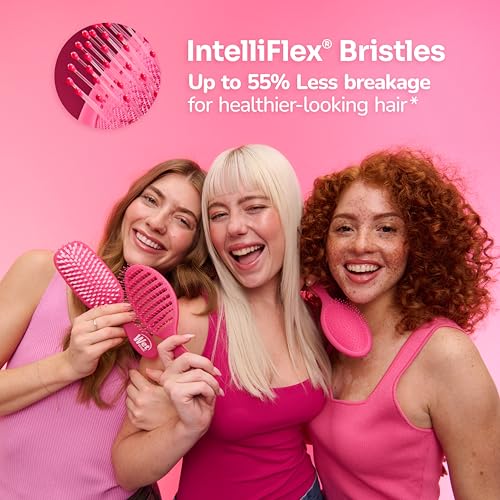 Wet Brush Detangling Hair Brush for Men, Black, Stimulates Scalp & Beard for Fuller Stronger Hair, Intelliflex Detangler Help Bristles Promote Growth & Protect from Breakage, Pain-Free (Pack of 2)