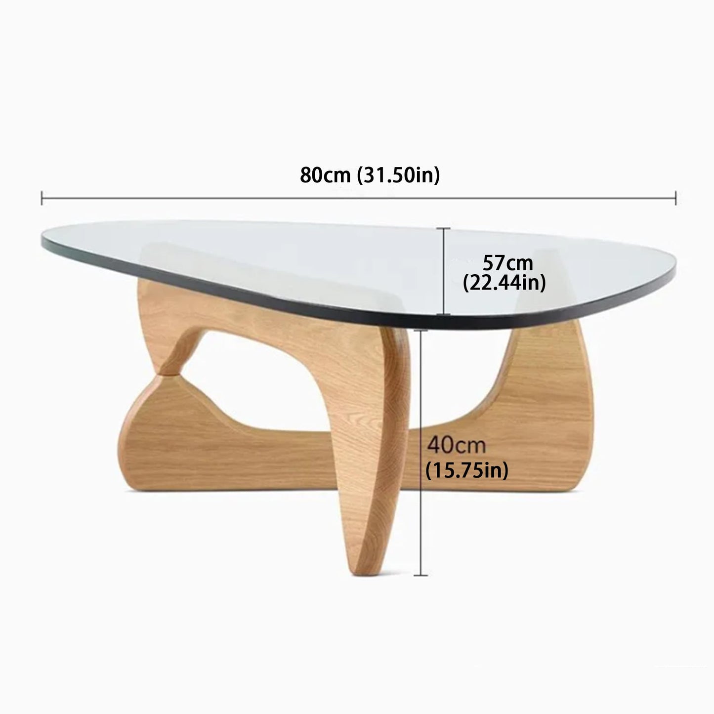 EASYSOUL Modern Glass Coffee Table, 32.68" D x 22.44" W x 15.75" H, Abstract Round Tea Tables for Living Room Home Office Industrial Cocktail Tables (Log-Clear Glass, 32.68")