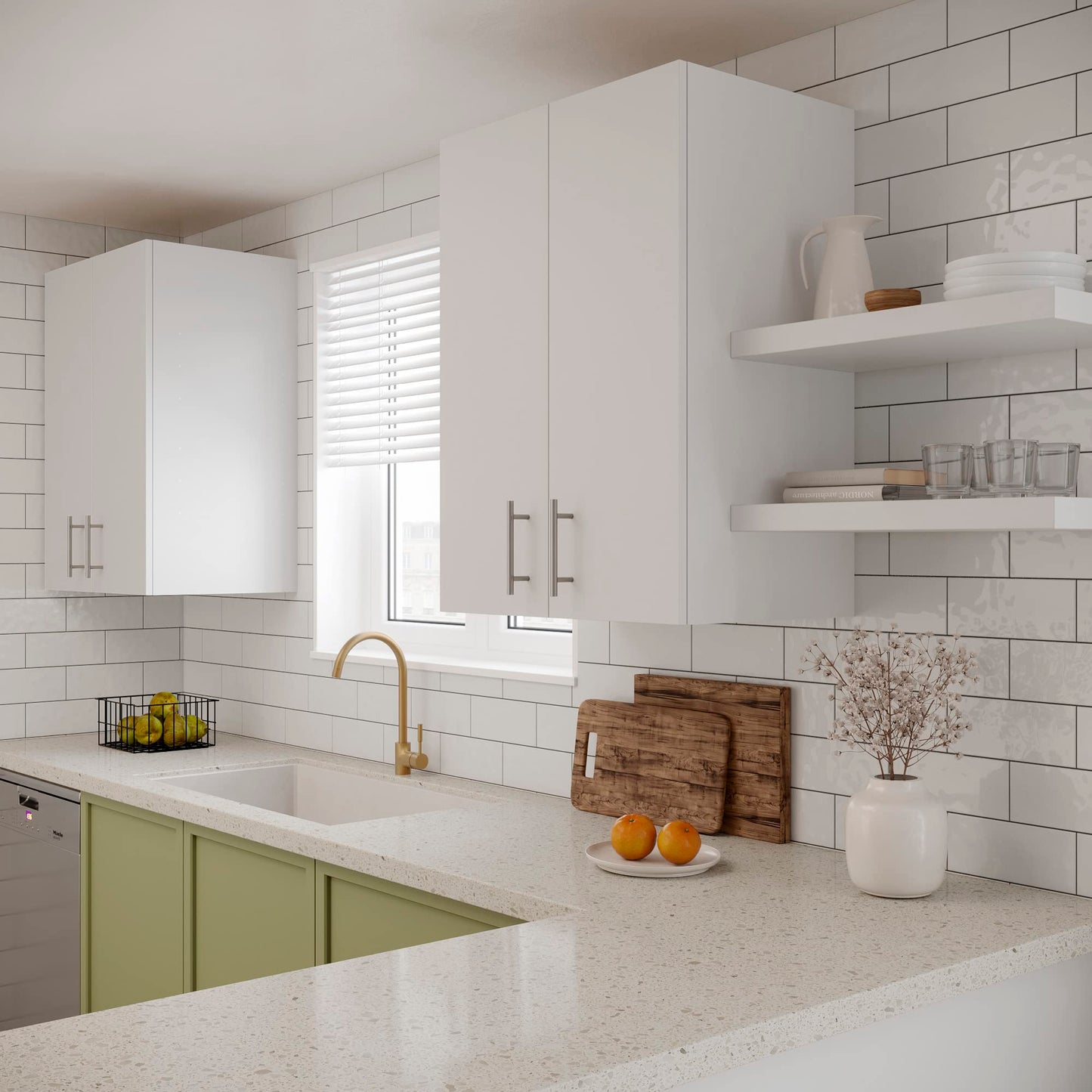 Dumekko Kitchen Wall Cabinets, 24" W x 16" D x 33" H Garage Wall Cabinet with 2 Adjustable Shelves and 2 Doors, Over The Toilet Storage Cabinet for Bathroom, Kitchen, Cupboard, White