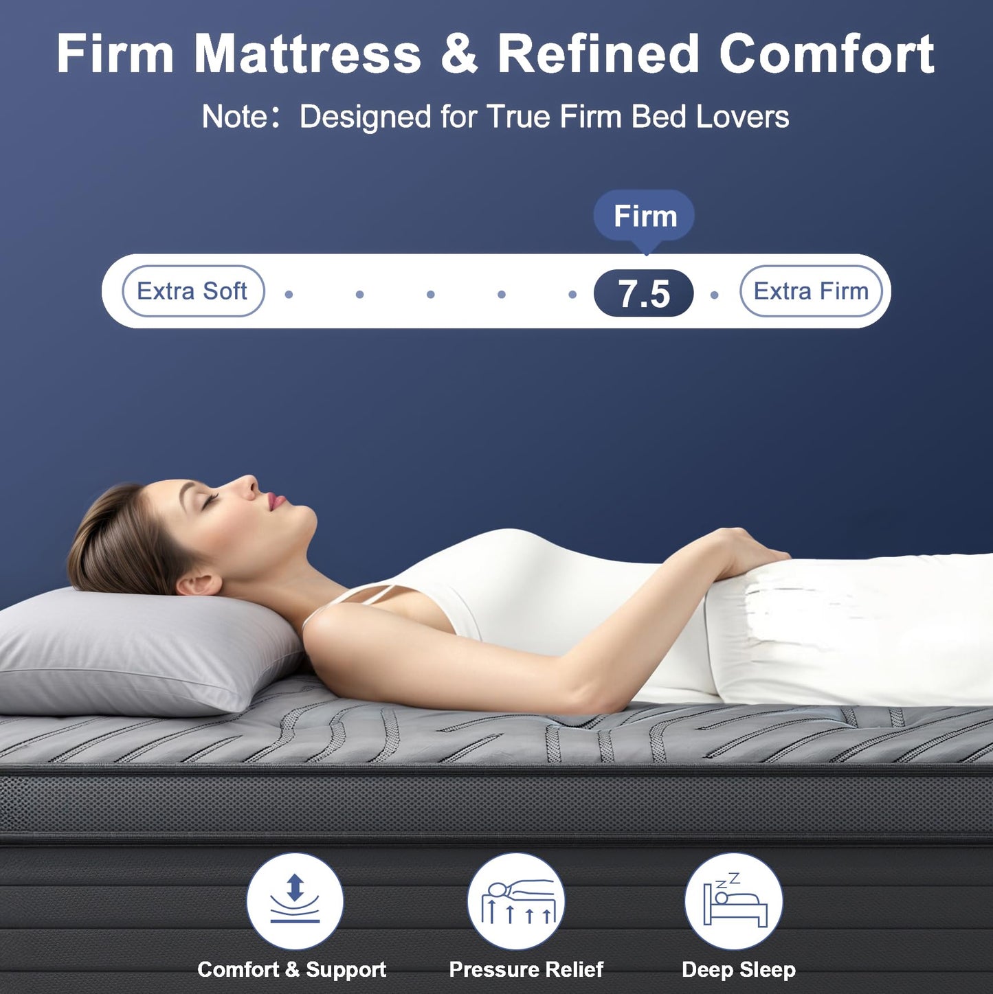 JUSTROOMY King Mattress 14 Inch Hybrid Mattress with Gel Memory Foam, Cooling Ice Silk Top, Firm Mattress in a Box, Back Pain Relief, Individual Pocket Spring-Extra Edge Support, 76*80", US Assembly