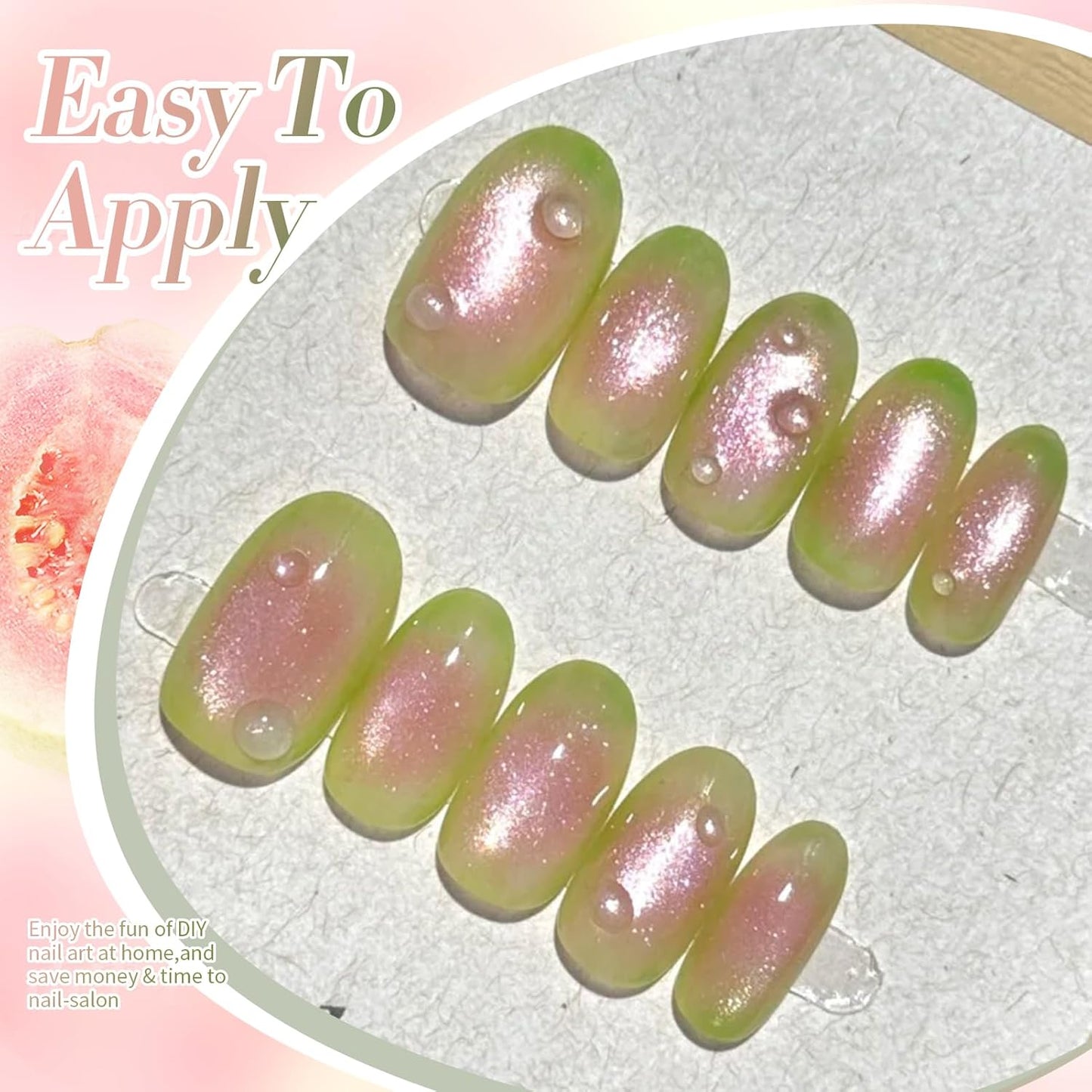 BORN PRETTY Cat Magnetic Eye Gel Nail Polish,Sweet Guava Green Pink Magnetic Gel Polish Manicure Nail Art DIY 15ml