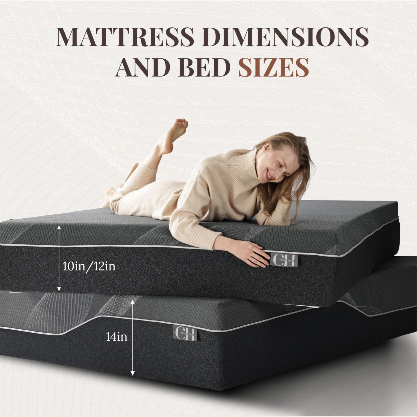 CH CHARME HOUSE 14 Inch King Mattress, Bamboo-Charcoal Memory Foam Mattress, Cooling & Pressure Relief, Bed in a Box, Foam Made in USA & CertiPUR-US Certified, 76"x80"x14", Black