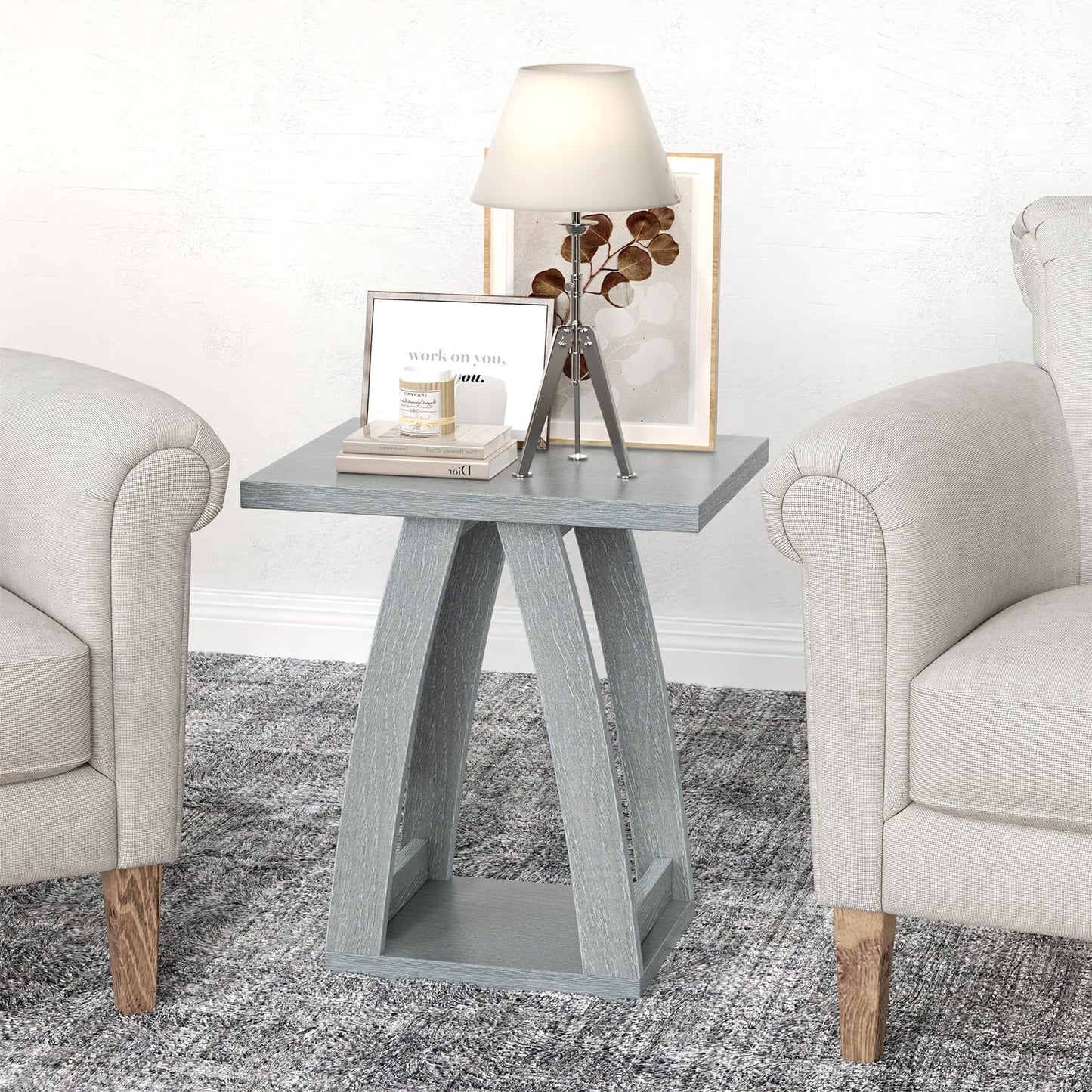 FROMJBEST End Table, Side Table, Nightstand, Sofa Side Table with Shelf, Modern End Table for Living Room, Bedroom
