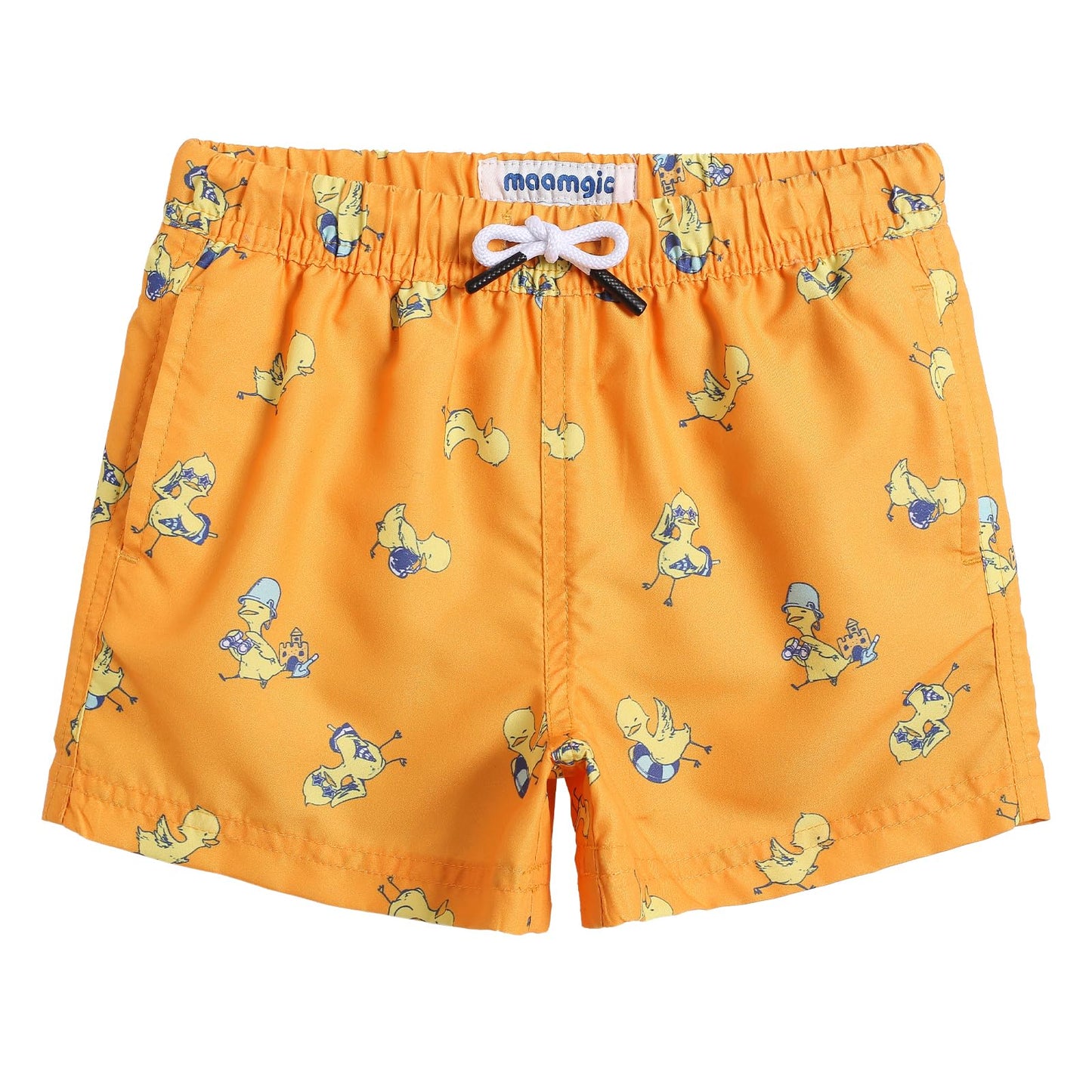 maamgic Boys Swim Trunks Toddler Swim Shorts Little Boys Bathing Suit Swimsuit Toddler Boy Swimwear Orange Duck 2T,Orange Duck,2 T