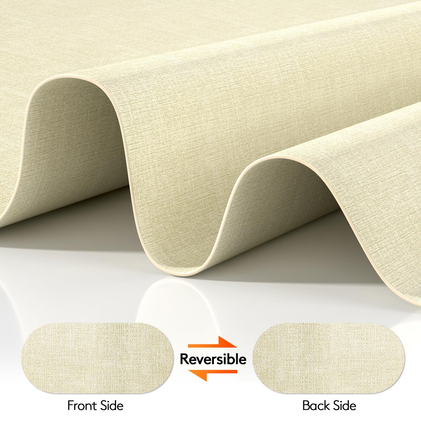 DOLOPL Placemats Set of 6, Oval Reversible Wipeable & Heat Resistant Place Mats, Modern Faux Leather Table Mats for Kitchen, Neutral Tablemats for Dining Table Decor, Wedding, Party(Beige)