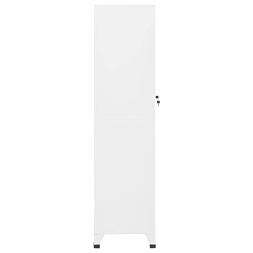 neolun Secure Storage with Steel Locker Cabinet, Convenient Hanger & Shelf, Lockable Door for Clothes or Supplies, White