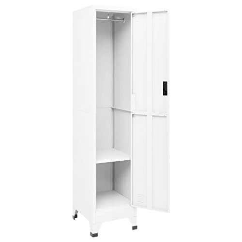 neolun Secure Storage with Steel Locker Cabinet, Convenient Hanger & Shelf, Lockable Door for Clothes or Supplies, White