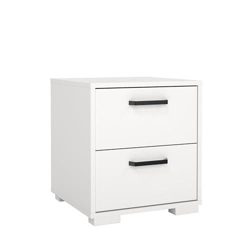Tvilum Sofia 2-Drawer Bedroom Nightstand in White, 15.8" W x 15.6" D x 17.4" H