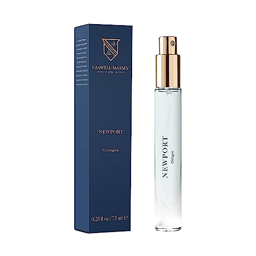 Caswell-Massey Newport Cologne Spray, Seaside Cologne with Mandarin, Balsam & Cedarwood, Fragrance for Men, Made in USA, 0.25 Oz