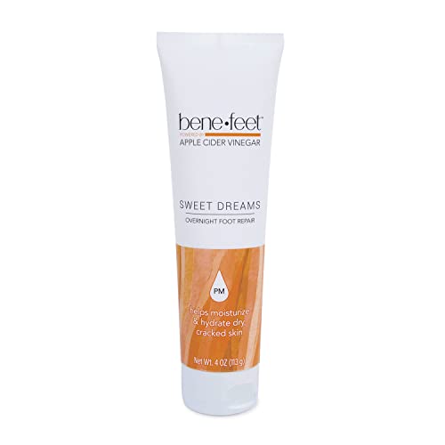 Benefeet Sweet Dreams Overnight Foot Repair - Night Cream for Detox, Moisturize & Soften Dry Cracked Skin, With Apple Cider Vinegar, Turmeric & Borage Oil, 4oz