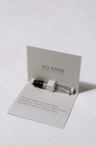 Sex Water Cologne for Men – 2 ml Travel Size Eau de Parfum Spray – Seductive Designer Summer Scent – Long Lasting, Hypoallergenic Masculine Romantic Men’s Fragrance Infused with Bergamot, Amber & Musk