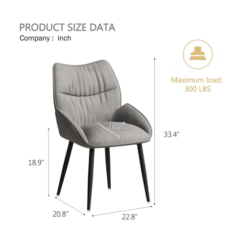 Kiztir Velvet Dining Chairs Set of 4 Modern Dining Chairs Upholstered Dining Room Chairs with Back and Metal Legs for Kitchen, Dining Room, Living Room (Grey)