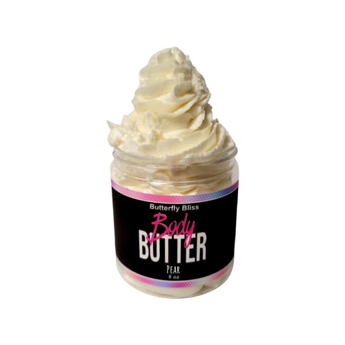 Pear Whipped Body Butter, natural lotion, organic, 4oz jar, made with shea butter, mango butter, coconut oil, almond oil