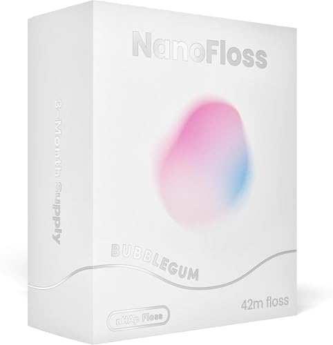 Something Nice NanoFloss Threader for Teeth, Vegan Dental Floss Thread, nHAP1000D Polyester Fiber Waxed with Nano Hydroxyapatite for Enamel Care Kid Friendly, Bubblegum Flavored, 42M