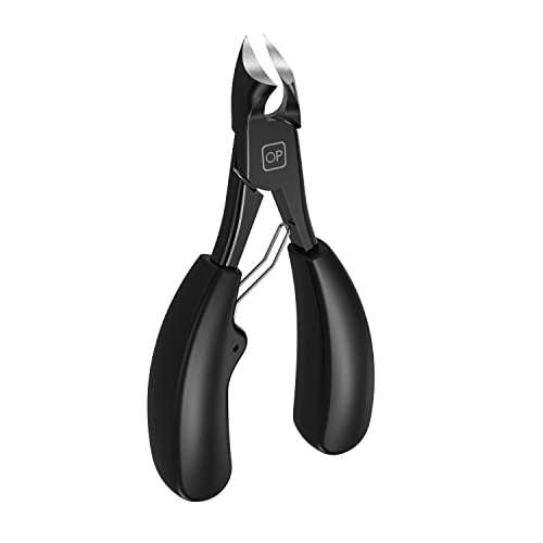 Toenail Clippers for Thick & Ingrown Toe Nails Heavy Duty Precision Nail Scissors Super Sharp Curved Blade Grooming Tool opove X5, Black