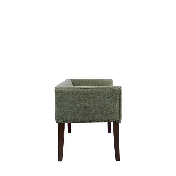 Madison Park Accent Bench, Plush Upholstered, Nailhead Trim, & Padded Seat Entryway Bench Small, End of Bed Bench with Back, 49.5" W x 19.25" D x 23" H, Green