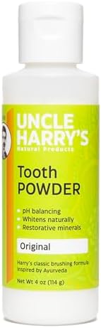 Uncle Harry's Remineralizing Tooth Powder | All Natural Enamel Support & Whitening Toothpaste for Sensitive Teeth | Powder Toothpaste for Gum Health & Fresh Breath (4 oz)