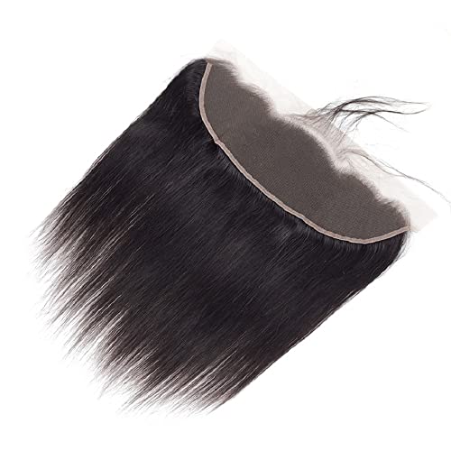 13x4 Lace Frontal Closure Ear to Ear HD Lace Frontal 12 Inch Brazilian Straight Frontal Lace Closure Virgin Human Hair Frontals Natural Black 150% Density