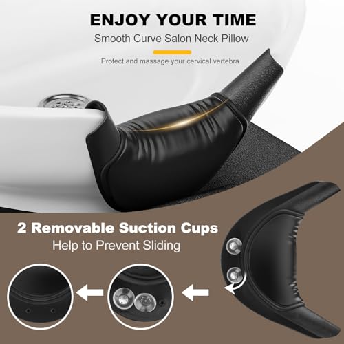 AISEELY Shampoo Bowl Neck Rest - 2 Suction Cups Included Salon Shampoo Neck Rest Cushion, Silicone Neck Cushion for Home Wash Basin & Professional Salon Hair Washing Tray