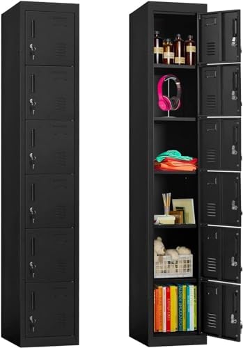INTERGREAT 6-Door Metal Employee Lockers for Office, School & Gym,Steel Locker for Employees,Black