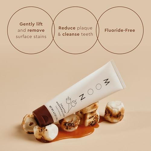 MOON Toasted Marshmallow Toothpaste - Stain Removal Teeth Whitening Toothpaste for Adults & Children- with Mica - Sweet Vanilla Marshmallow Flavor - Sugar-Free (4.2 Ounce)
