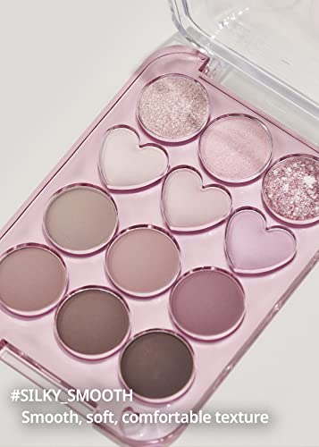 COLORGRAM Pin Point Eyeshadow Palette 02 Pink+Mauve= | Ultra-Blendable Matte, Glitter, Shimmer Shades for Daily Makeup | K-Beauty Eye Palette with Easy-to-Use Calculator Design