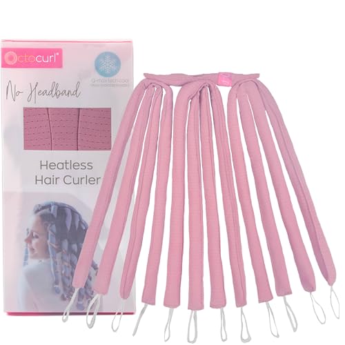 Octocurl Heatless Hair Curler - No Headband Octopus Curler - Overnight Curls for Medium Length Hair (QMax - Mauve)