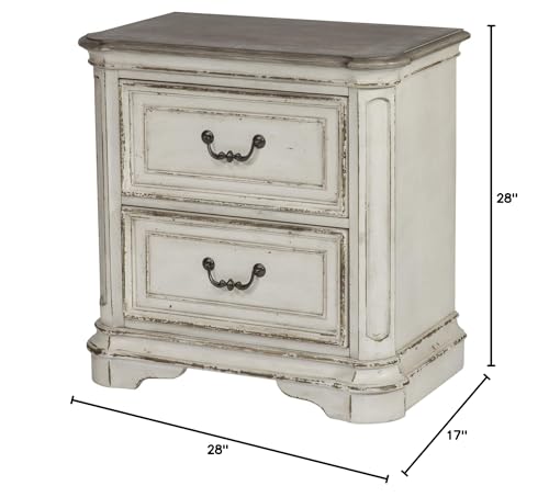 Liberty Furniture Industries Magnolia Manor 2 Drawer Night Stand, W28 x D17 x H28, White