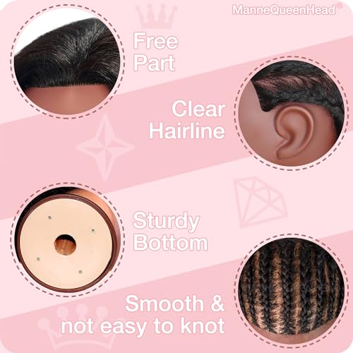 Mannequin Head with Human Hair 16'' Cosmetology Manikin Doll Head with 100% Real Human Hair Mannequin Head for Braiding Hairstylists Cosmetology Students Practice Styling with Free Clamp Holder-Black