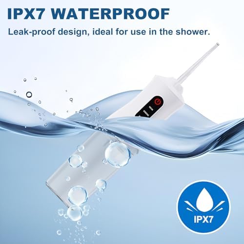 Water Dental Flosser Cordless for Teeth Cleaning and Flossing Portable Electric Water Floss Irrigator Oral Water Flossed Rechargeable Tonsil Stone Adults Kids Braces Home Office Travel