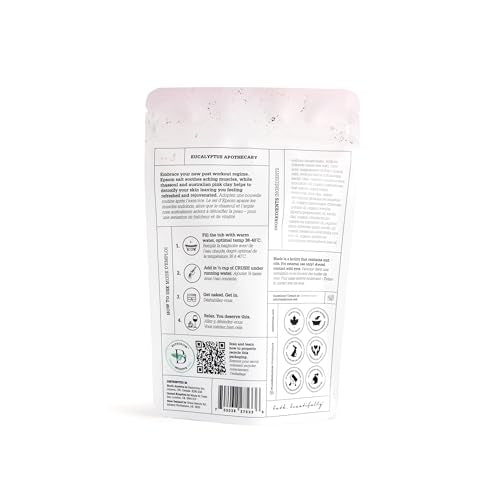 Bathorium Eucalyptus Apothecary Crush, Muscle Recovery Bath Soak, Eucalyptus & Tea Tree Oils, Post-Workout, Sinus Relief, pH-Balanced, 5+ Baths, 21 oz