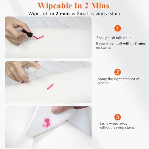 Erasable Arm Rest for Nails Tech, Luxury Nail Arm Rest White Manicure Hand Rest for Nails Tech with Non-Slip Aluminum Alloy Legs, Cleanable Technology Leather