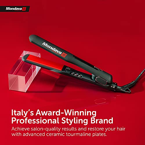 Professional | Ceramic Tourmaline Flat Iron Hair Straightener 1¼" | (Dual Voltage) | (Adjustable Temperature Digital Technology) | Straighten & Style Wild Hair in Under (8 Min)