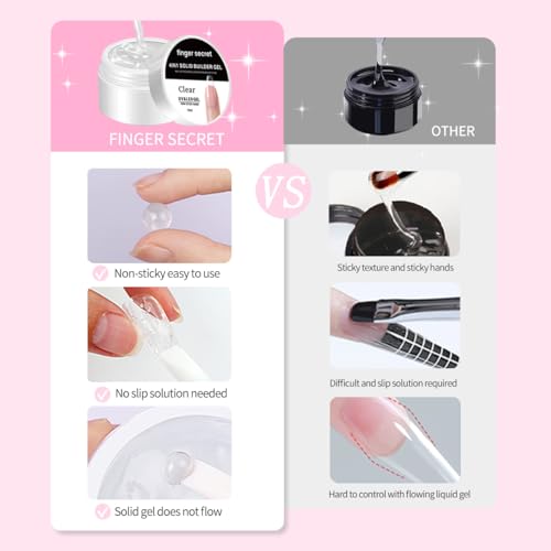 Solid Builder Gel for Nails Kit 15g– 4-in-1 Solid Builder Gel for Nail Extension & Art, Mirror Powder Effects, Easy Mold Design (Set A)