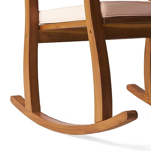 Christopher Knight Home Selma Acacia Rocking Chair with Cushion, Teak Finish