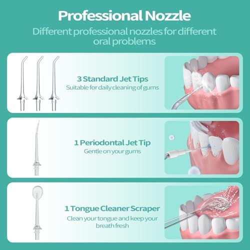 Water Flosser Teeth Cleaner, 4 Modes Rechargeable Portable Cordless Oral Irrigator 260ML Electric Dentel Flossers With DIY Strength, IPX7 Waterproof Travel Flossing Cleaning Picks for Home Light White
