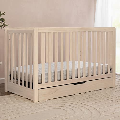 Carter’s by DaVinci. Colby 4-in-1 Convertible Crib with Trundle Drawer in Washed Natural, Greenguard Gold Certified, Undercrib Storage
