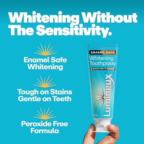 Lumineux Teeth Whitening Toothpaste 2 Pack Peroxide Free Enamel Safe for Sensitive Whiter Teeth, Fluoride Free, No Alcohol, Artificial Colors, SLS Free Dentist Formulated - 3.75 Oz