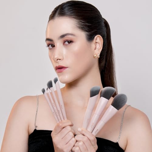 BEILI Makeup Brush Set, Pink Makeup Brush Set, 12 Vegan Makeup Brushes for Powder Foundation, Concealer, Eyebrows, Eyeshadow, Contour, Eyeliner, Blender Eye Brush