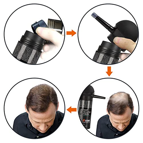 gowwim Hair Thickening Fibers 2-in-1 Kit Keratin Building Fibers, Spray Applicator & Hold Spray - Instantly Volumize Sparse Areas (Black)