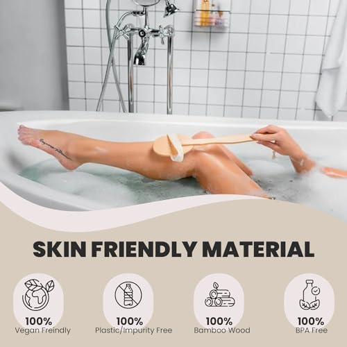Natural Dry Brush Set for Body and Face - Exfoliate, Stimulate Lymphatic Drainage, Reduce Cellulite - Dry Skin Brushing with Vegan, Boar Bristles and Sustainable Bamboo Handles