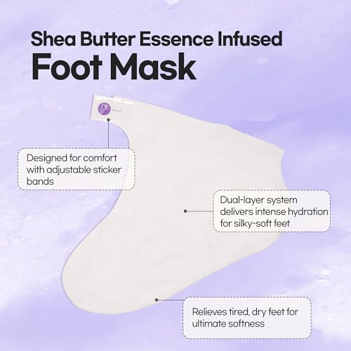 Epielle Relaxing Foot Masks 6 Pairs, Deep Moisturizing Socks for Dry Feet & Cracked Heels, Relieve and Soften with Melatonin & Lavender Extract, Korean Skin Care, Foot Spa, Self Care Gifts for Women