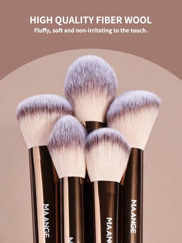 MAANGE 13 PCS Makeup Brushes Professional Make Up Brushes Premium Synthetic Powder Concealers Brushes Travel Makeup Brush Set with Case (Coffee)
