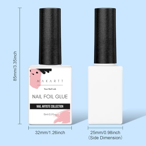 Makartt Nail Foil Glue Gel for Nail, Foil Gel Transfer for Nails Art Stickers Strong Adhesion Foil Transfer Gel Soak Off Nail Foil Kit Gel Nail Glue Manicure Salon DIY UV Lamp Required 15ML 2pcs