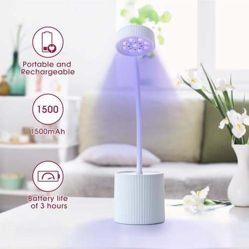 UV LED Nail Lamp 27W Mini Flash Cure Light for Gel X Nails Rechargeable Goose Neck UV Lamp Nail Dryer, Quick Drying Nail Lamp Flash Cure Lamp for Nail Salon Home DIY Manicure
