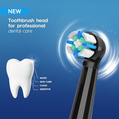 IO Replacement Heads Compatible with Oral B iO 2/3/4/5/6/7/8/9/10 Series Electric Toothbrush, Medium Bristles Brush Heads Compatible with Oral B, Deep Clean and Sensitive Care, 8 Pack Black/White