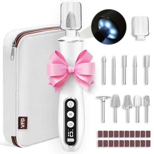 Cordless Nail Drill, Portable 2000 mAh Rechargeable Electric Nail File for Thick Toenails, 10 Speeds Nail Dril Machine Professional Manicure Pedicure Set for Women Hand Foot Natural Nails Care