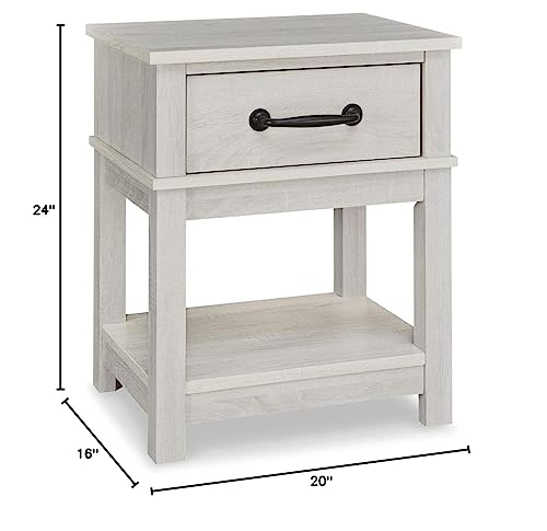 Signature Design by Ashley Dorrinson Farmhouse 1 Drawer Nightstand, 24.13" Tall, Whitewash