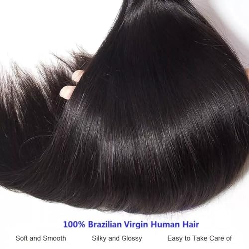 Straight Human Hair Bundles 14 14 14 Inch Trippy Hair Bundles 100% Brazilian Unprocessed Raw Hair Weave Bundles Human Hair Extensions For Black Women Natural Color